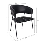 Manhattan Comfort Slate Contemporary Modern Vegan Leather Metal Armchair in Black - Set of 2
