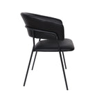 Manhattan Comfort Slate Contemporary Modern Vegan Leather Metal Armchair in Black - Set of 2
