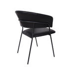 Manhattan Comfort Slate Contemporary Modern Vegan Leather Metal Armchair in Black - Set of 2