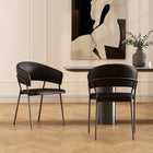 Manhattan Comfort Slate Contemporary Modern Vegan Leather Metal Armchair in Black - Set of 2