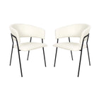 Manhattan Comfort Slate Contemporary Modern Vegan Leather Metal Armchair in Ivory - Set of 2