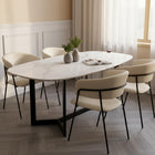 Manhattan Comfort Slate Contemporary Modern Vegan Leather Metal Armchair in Ivory - Set of 2