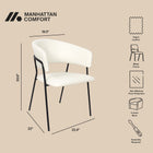 Manhattan Comfort Slate Contemporary Modern Vegan Leather Metal Armchair in Ivory - Set of 2