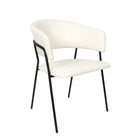 Manhattan Comfort Slate Contemporary Modern Vegan Leather Metal Armchair in Ivory - Set of 2