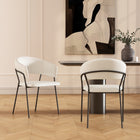 Manhattan Comfort Slate Contemporary Modern Vegan Leather Metal Armchair in Ivory - Set of 2