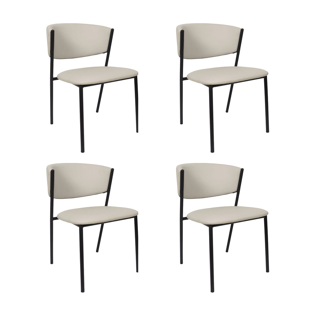 Manhattan Comfort Drift Contemporary Modern Vegan Leather Metal Side Chair in Stone Gray - Set of 4