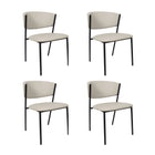 Manhattan Comfort Drift Contemporary Modern Vegan Leather Metal Side Chair in Stone Gray - Set of 4