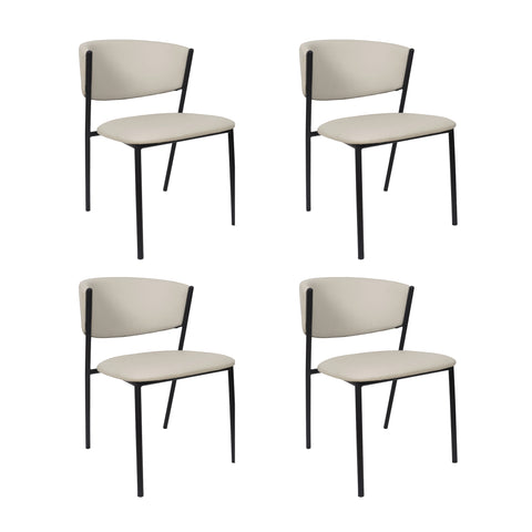 Manhattan Comfort Drift Contemporary Modern Vegan Leather Metal Side Chair in Stone Gray - Set of 4