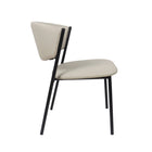 Manhattan Comfort Drift Contemporary Modern Vegan Leather Metal Side Chair in Stone Gray - Set of 4