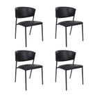 Manhattan Comfort Drift Contemporary Modern Vegan Leather Metal Side Chair in Black - Set of 4