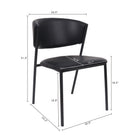 Manhattan Comfort Drift Contemporary Modern Vegan Leather Metal Side Chair in Black - Set of 4