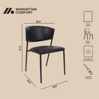 Manhattan Comfort Drift Contemporary Modern Vegan Leather Metal Side Chair in Black - Set of 4