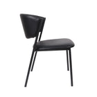 Manhattan Comfort Drift Contemporary Modern Vegan Leather Metal Side Chair in Black - Set of 4
