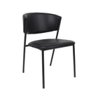 Manhattan Comfort Drift Contemporary Modern Vegan Leather Metal Side Chair in Black - Set of 4