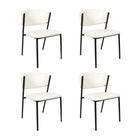 Manhattan Comfort Drift Contemporary Modern Vegan Leather Metal Side Chair in Ivory - Set of 4