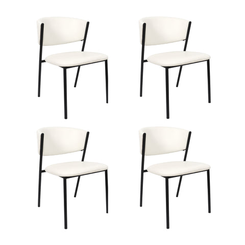Manhattan Comfort Drift Contemporary Modern Vegan Leather Metal Side Chair in Ivory - Set of 4