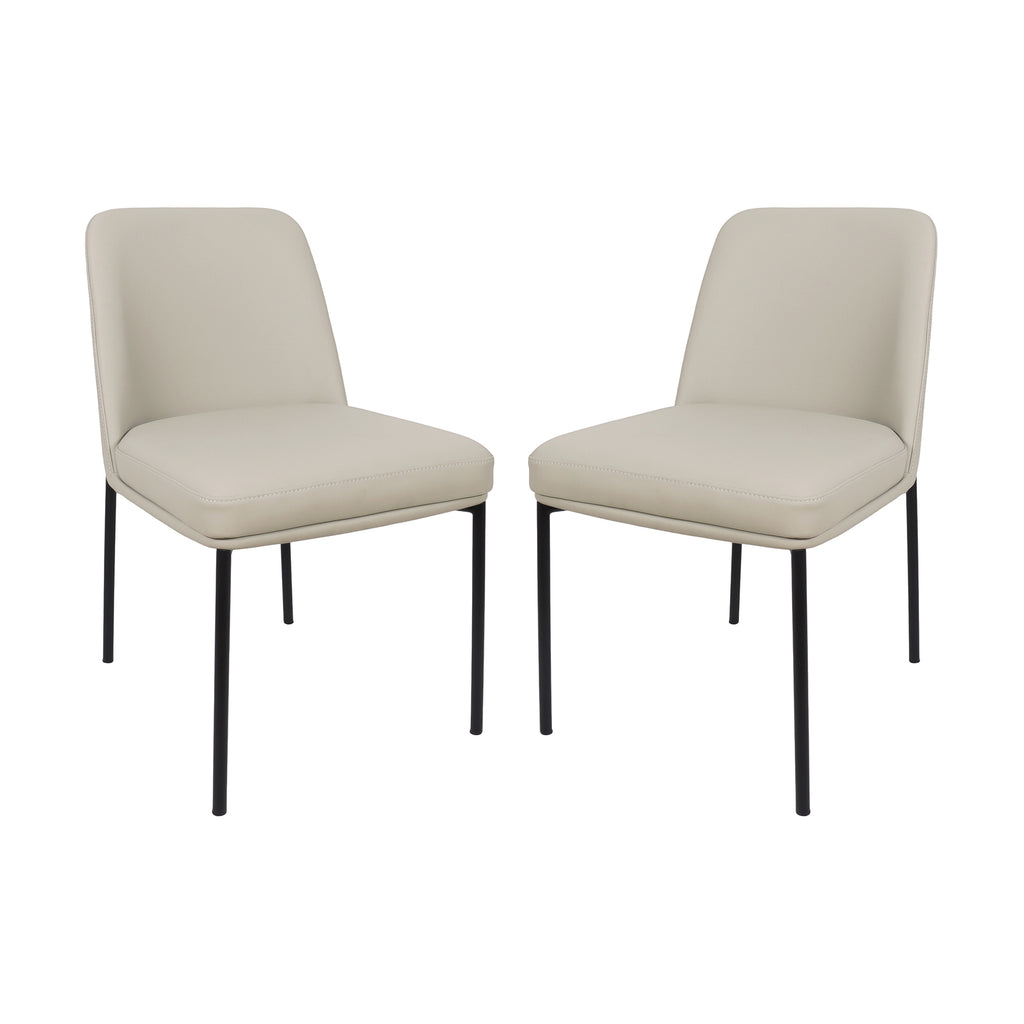 Manhattan Comfort Loft Contemporary Vegan Leather Metal Side Chair in Stone Gray - Set of 2