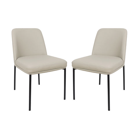 Manhattan Comfort Loft Contemporary Vegan Leather Metal Side Chair in Stone Gray - Set of 2