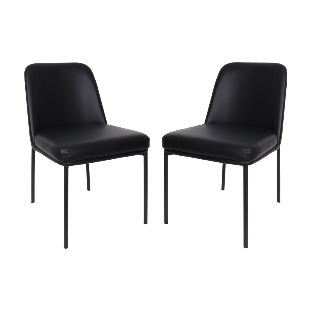 Manhattan Comfort Loft Contemporary Vegan Leather Metal Side Chair in Black - Set of 2