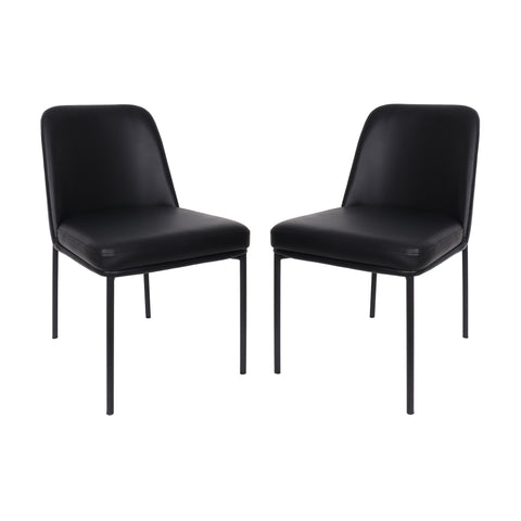 Manhattan Comfort Loft Contemporary Vegan Leather Metal Side Chair in Black - Set of 2
