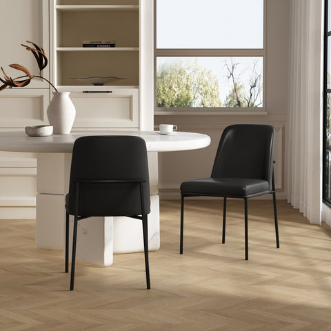 Manhattan Comfort Loft Contemporary Vegan Leather Metal Side Chair in Black - Set of 2