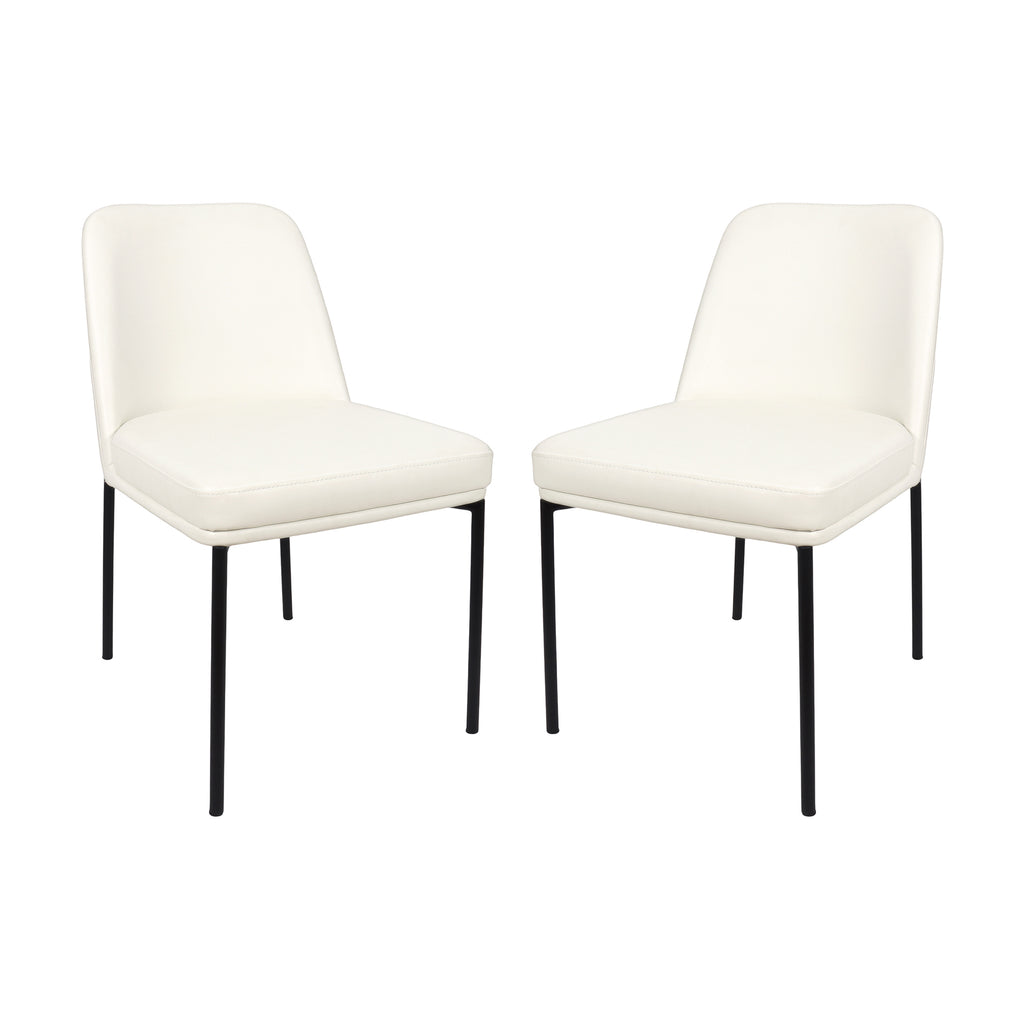 Manhattan Comfort Loft Contemporary Vegan Leather Metal Side Chair in Ivory - Set of 2