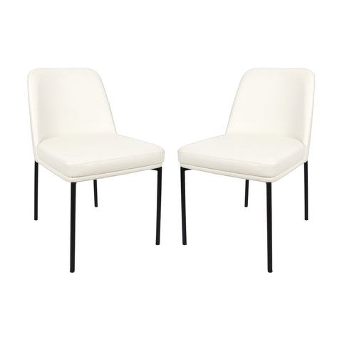 Manhattan Comfort Loft Contemporary Vegan Leather Metal Side Chair in Ivory - Set of 2