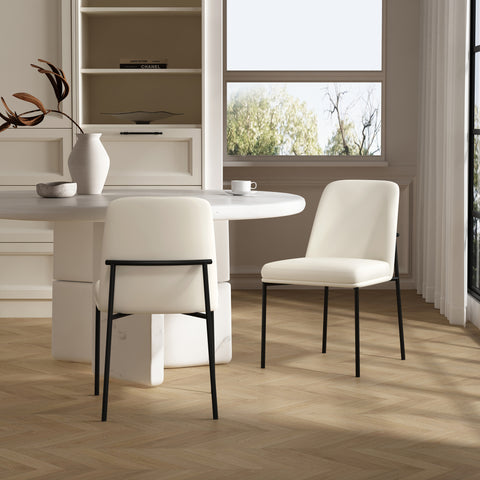 Manhattan Comfort Loft Contemporary Vegan Leather Metal Side Chair in Ivory - Set of 2