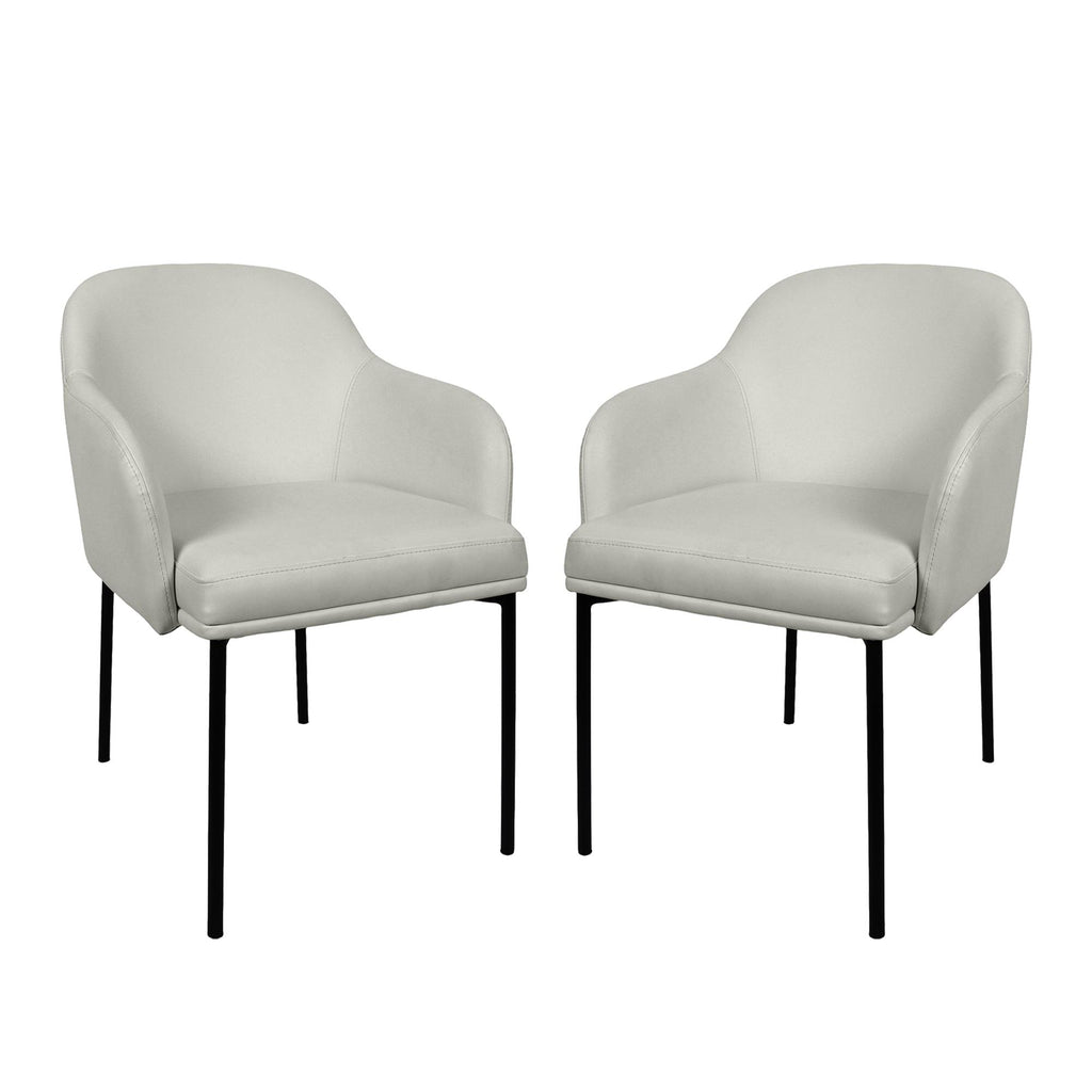 Manhattan Comfort Loft Contemporary Vegan Leather Metal Armchair in Stone Gray - Set of 2