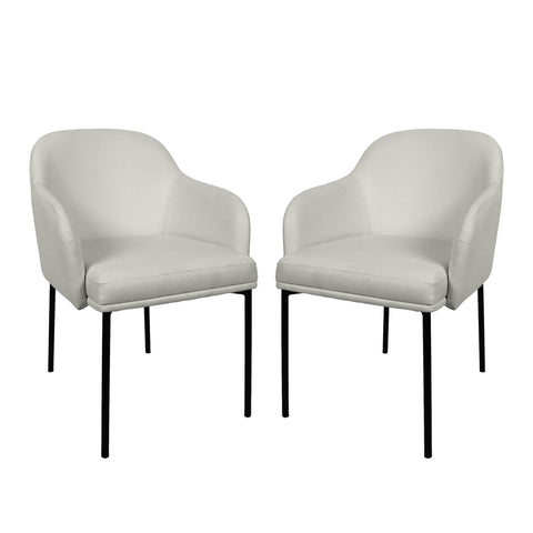 Manhattan Comfort Loft Contemporary Vegan Leather Metal Armchair in Stone Gray - Set of 2