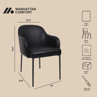 Manhattan Comfort Loft Contemporary Vegan Leather Metal Armchair in Black - Set of 2