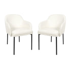 Manhattan Comfort Loft Contemporary Vegan Leather Metal Armchair in Ivory - Set of 2