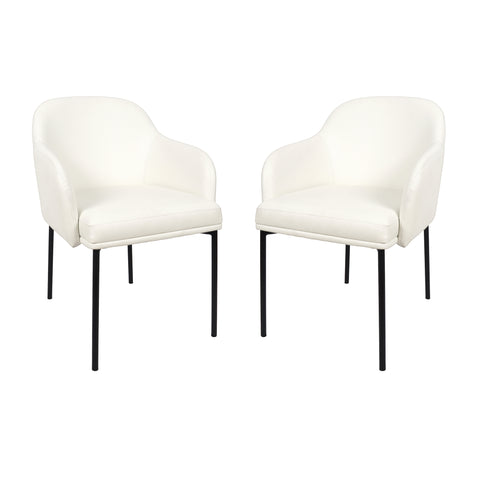Manhattan Comfort Loft Contemporary Vegan Leather Metal Armchair in Ivory - Set of 2