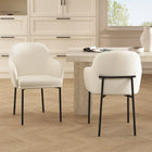 Manhattan Comfort Loft Contemporary Vegan Leather Metal Armchair in Ivory - Set of 2