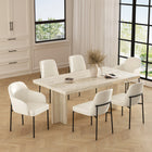 Manhattan Comfort Loft Contemporary Vegan Leather Metal Armchair in Ivory - Set of 2