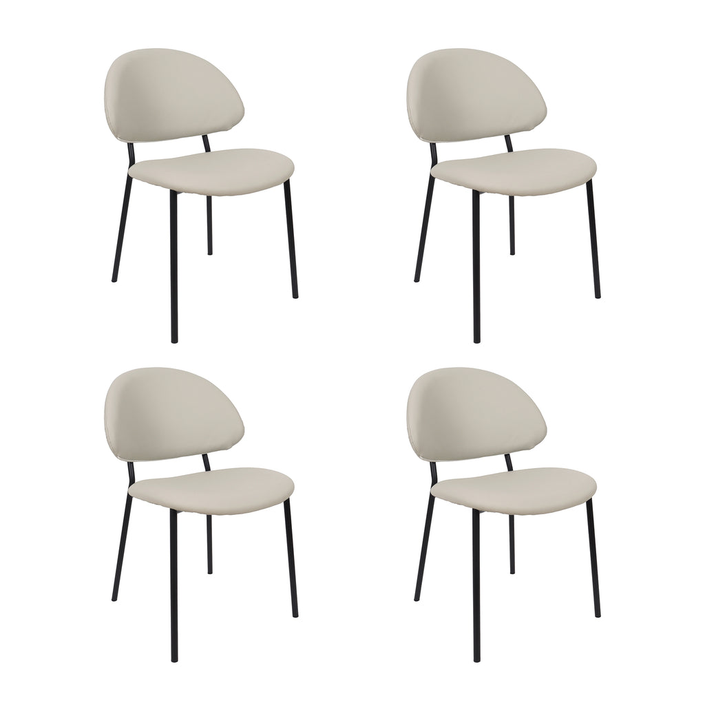 Manhattan Comfort Haven Contemporary Modern Vegan Leather Metal Side Chair in Stone Gray - Set of 4