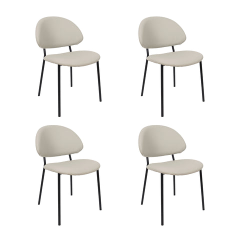 Manhattan Comfort Haven Contemporary Modern Vegan Leather Metal Side Chair in Stone Gray - Set of 4