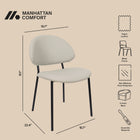 Manhattan Comfort Haven Contemporary Modern Vegan Leather Metal Side Chair in Stone Gray - Set of 4