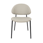 Manhattan Comfort Haven Contemporary Modern Vegan Leather Metal Side Chair in Stone Gray - Set of 4