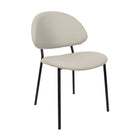 Manhattan Comfort Haven Contemporary Modern Vegan Leather Metal Side Chair in Stone Gray - Set of 4