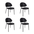 Manhattan Comfort Haven Contemporary Modern Vegan Leather Metal Side Chair in Black - Set of 4
