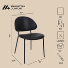 Manhattan Comfort Haven Contemporary Modern Vegan Leather Metal Side Chair in Black - Set of 4