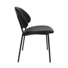 Manhattan Comfort Haven Contemporary Modern Vegan Leather Metal Side Chair in Black - Set of 4