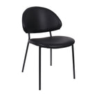 Manhattan Comfort Haven Contemporary Modern Vegan Leather Metal Side Chair in Black - Set of 4