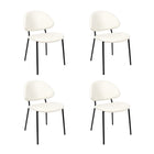 Manhattan Comfort Haven Contemporary Modern Vegan Leather Metal Side Chair in Ivory - Set of 4
