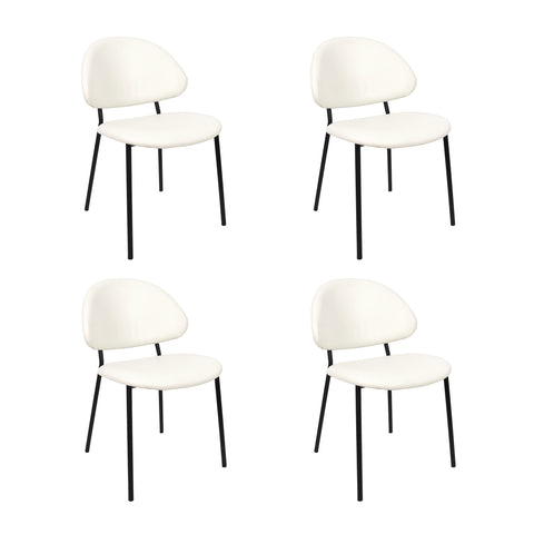 Manhattan Comfort Haven Contemporary Modern Vegan Leather Metal Side Chair in Ivory - Set of 4
