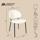 Manhattan Comfort Haven Contemporary Modern Vegan Leather Metal Side Chair in Ivory - Set of 4