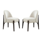 Manhattan Comfort Oslo Contemporary Modern Chenille Wood Side Chair in Cream - Set of 2
