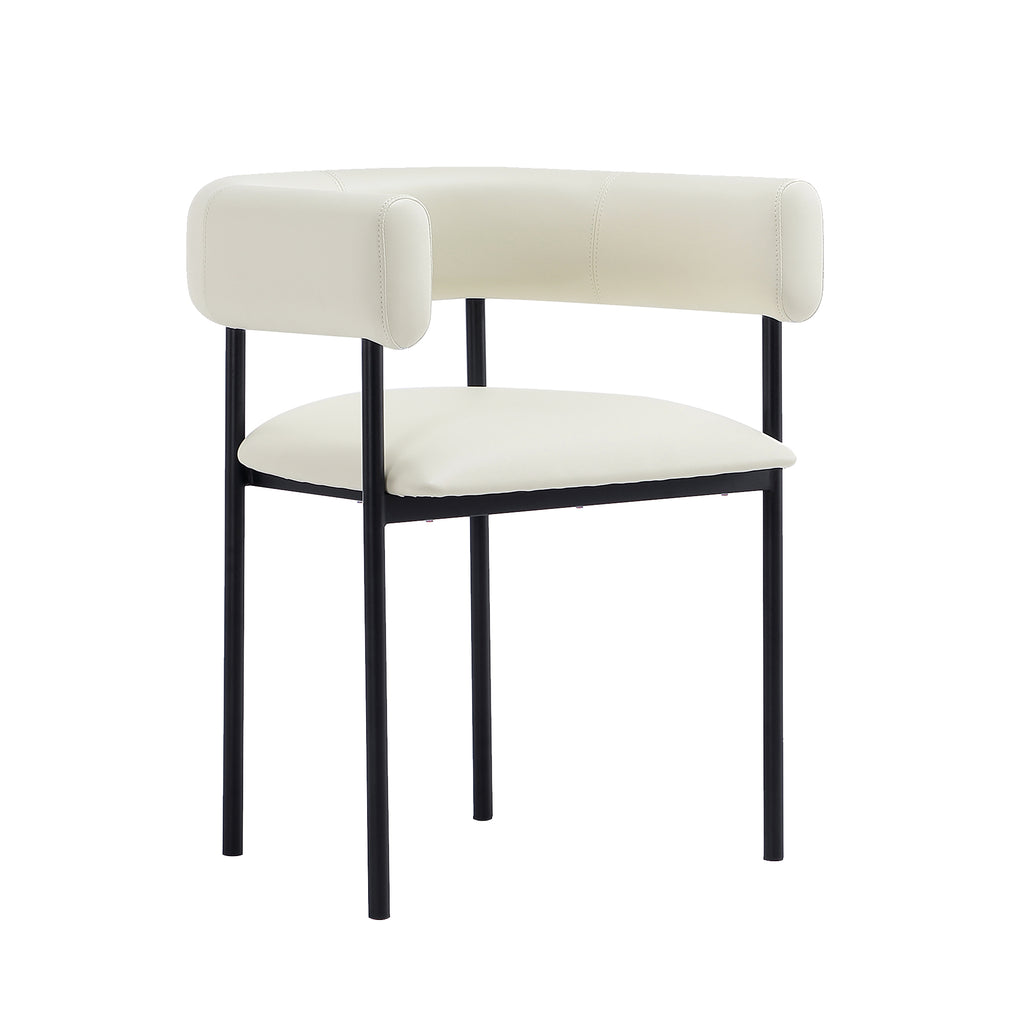 Manhattan Comfort Onda Contemporary Vegan Leather Metal Dining Chair in Ivory
