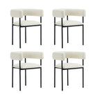 Manhattan Comfort Onda Contemporary Vegan Leather Metal Dining Chair in Ivory